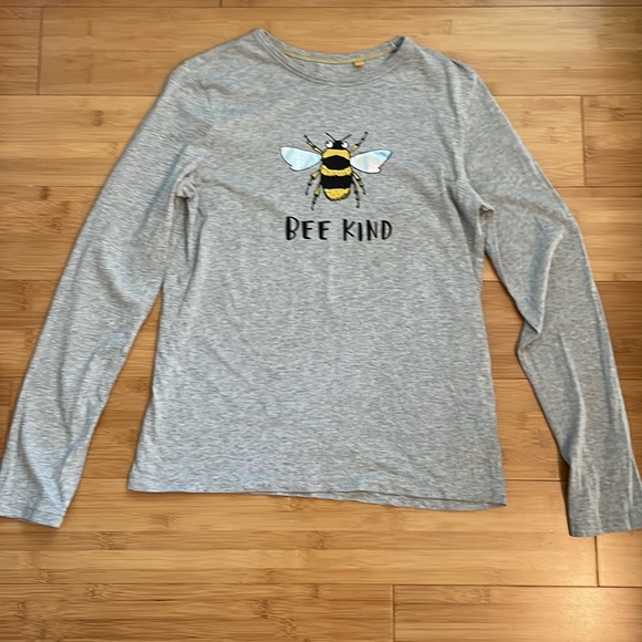 Girls Boden Bee Kind Gray Long Sleeve T-shirt size 13-14 Y - Picture 3 of 5
